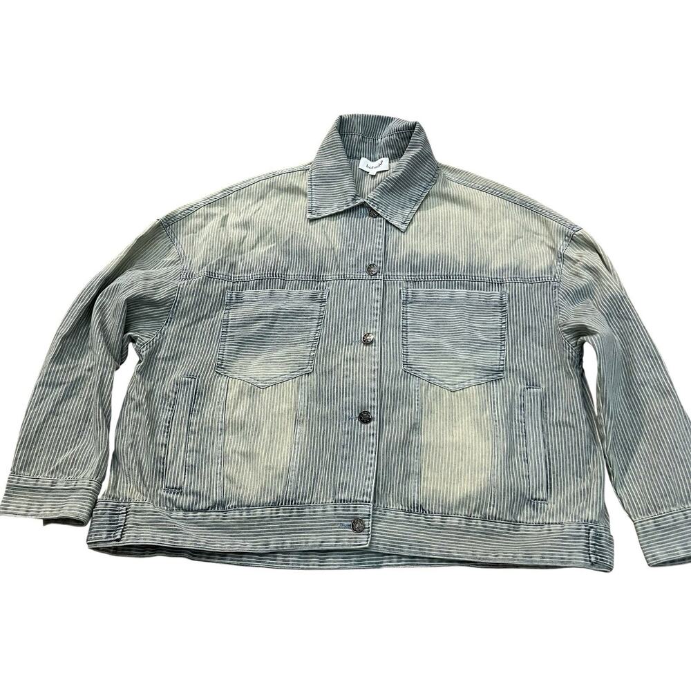 Bohme Railroad Stripe Denim Jacket Small Oversized Lightweight Boxy Boho Western